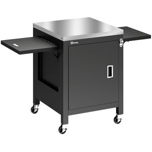 Outsunny Outdoor Grill Cart with Stainless Steel Tabletop, BBQ Table with a Cabinet, Towel Holder, Bottle Opener, Black Outsunny Outdoor Grill Cart with Stainless Steel Tabletop, BBQ Table with a Cabinet, Towel Holder, Bottle Opener, Black