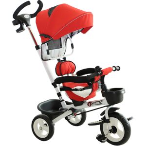 HOMCOM 4-in-1 Kids Tricycle Stroller W/ Canopy-Red