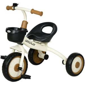 AIYAPLAY Kids Trike, Tricycle, with Adjustable Seat, Basket, Bell, for Ages 2-5 Years - White