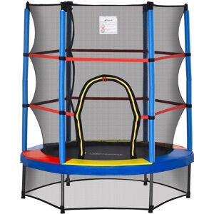 HOMCOM 5.2FT/63 Inch Kids Trampoline with Enclosure Net Steel Frame Indoor Round Bouncer Rebounder Age 3 to 6 Years Old Multi-color