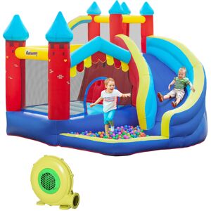 Outsunny Children's Inflatable Play Castle, 4-in-1 Bouncy House with Slide, Water Pool, Climbing Wall, for Ages 3-8, 2.9 x 2.7 x 2.3m