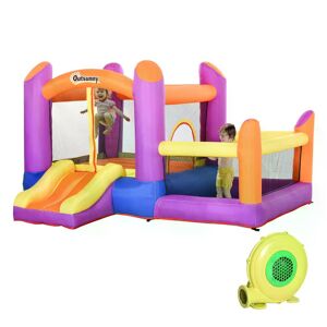 Outsunny Kids Bounce Castle House Inflatable Trampoline Slide Water Pool 3 in 1 with Inflator for Kids Age 3-12 Multi-color 3 x 2.8 x 1.7m