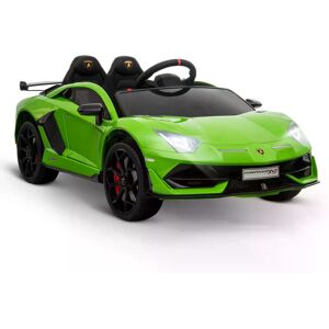 HOMCOM Compatible 12V Battery-powered Kids Electric Ride On Car Lamborghini Aventador Sports Racing Car Toy with Parental Remote Control Music Green