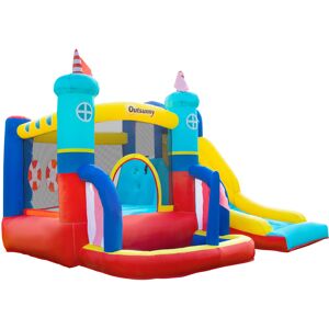 Outsunny 4 in 1 Kids Bounce Castle Large Sailboat Style Inflatable House Slide Trampoline Water Pool Climbing Wall for Kids Age 3-8, 2.65 x 2.6 x 2m