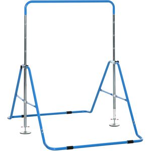 HOMCOM Gymnastics Bar for Kids, Folding Horizontal Bars with Adjustable Height, Training Bar with Triangle Base, Blue