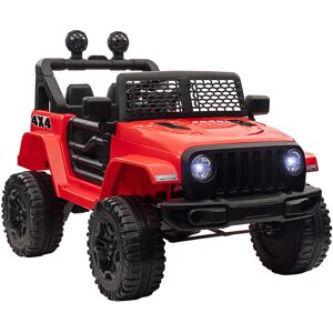 HOMCOM 12V Battery-powered 2 Motors Kids Electric Ride On Car Truck Off-road Toy with Parental Remote Control Horn Lights for 3-6 Years Old Red