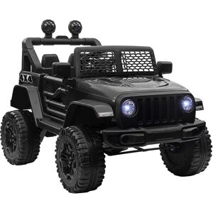 HOMCOM 12V Battery-powered 2 Motors Kids Electric Ride On Car Truck Off-road Toy with Parental Remote Control Horn Lights for 3-6 Years Old Black