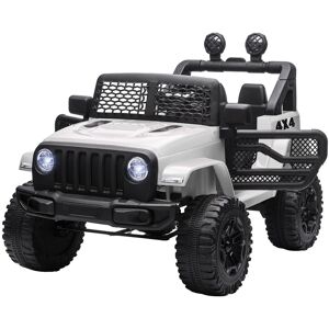 HOMCOM 12V Battery-powered 2 Motors Kids Electric Ride On Car Truck Off-road Toy with Parental Remote Control Horn Lights for 3-6 Years Old White