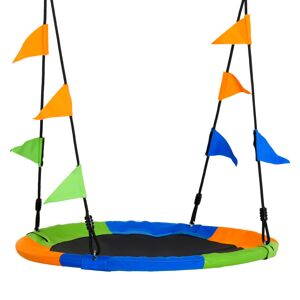 Outsunny Saucer Tree Swing for Kids, Adjustable Rope, Waterproof Seat, Steel Frame for Backyard, Green