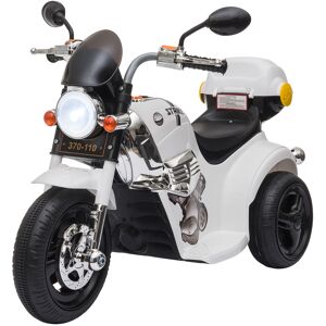 HOMCOM Kids 6V Battery PP Motorcycle Ride On Trike w/ Lights Music Horn 18 - 36 Months White