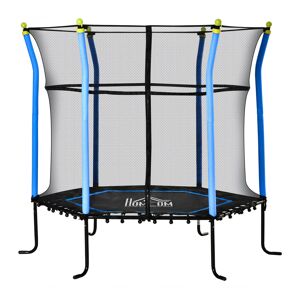 HOMCOM 5.2FT / 63 Inch Kids Trampoline With Enclosure Net Mini Indoor Outdoor Trampolines for Child Toddler Age 3 - 10 Years Blue
