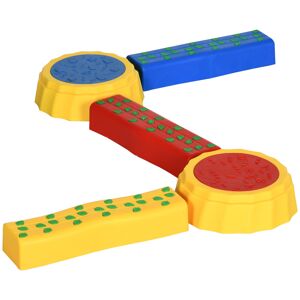 Outsunny Balance Beam for Kids, Non-slip & Stackable Coordination Training Stepping Stones, Blue, for Strength & Coordination