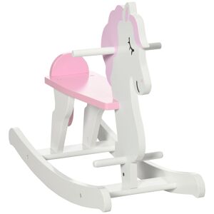 HOMCOM Traditional Wooden Rocking Horse, Ride On Toy with Handlebar and Foot Pedal, for 1-3 Years, Pink