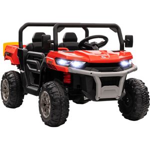 HOMCOM 12V Two-Seater Kids Electric Ride-On Car, with Electric Bucket, Remote Control - Red