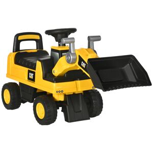 HOMCOM CAT Licensed Construction Digger Ride-On for Kids, Manual Bucket & Under Seat Storage, Yellow
