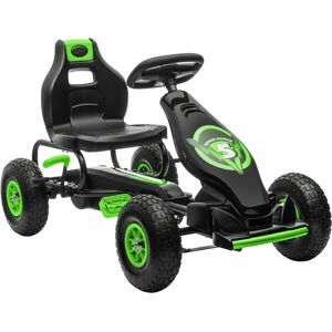 HOMCOM Children Pedal Go Kart, Racing Go Cart with Adjustable Seat, Inflatable Tyres, Shock Absorb, Handbrake, for Boys and Girls Ages 5-12, Green