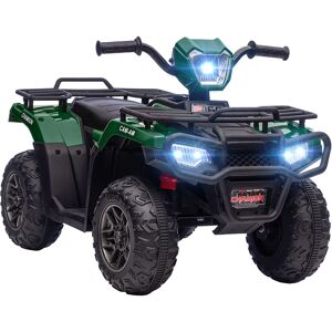 HOMCOM 12V Kids Quad Bike with Forward Reverse Functions, Electric Ride On ATV with Music, LED Headlights, for Ages 3-5 Years - Green