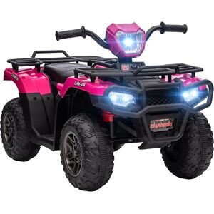 HOMCOM 12V Kids Quad Bike with Forward Reverse Functions, Ride On ATV with Music, LED Headlights, for Ages 3-5 Years - Pink