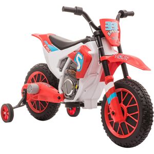 HOMCOM Kids Electric Motorcycle, 12V Ride-On with Training Wheels, for Ages 3-6, Red