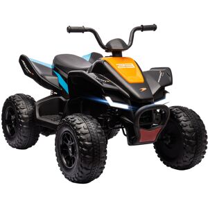 HOMCOM McLaren Licensed Electric Quad Bike, 12V with Music, Headlights, MP3, Suspension Wheels, Black, for Ages 3-8