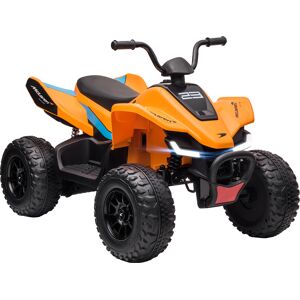 HOMCOM Mclaren Licensed 12V Quad Bike with Slow Start, Music, Headlights, MP3 Slot, Suspension Wheels, for 3-8 Years - Orange