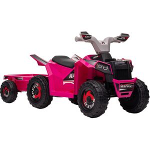 HOMCOM 6V Electric Quad Bike for Toddlers with Rear Storage Trailer, Durable Wheels, for Ages 18-36 Months, Pink