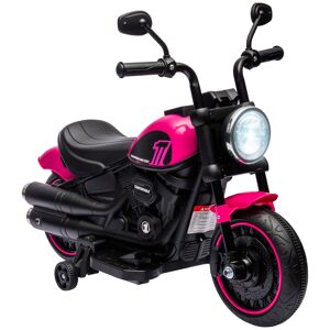 HOMCOM 6V Electric Motorbike for Kids, with Training Wheels and One-Button Start, Pink