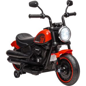 HOMCOM 6v Electric Motorbike with Training Wheels, One-Button Start - Red