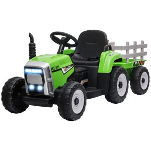 HOMCOM Electric Ride on Tractor w/ Detachable Trailer, 12V Kids Battery Powered Electric Car w/ Remote Control, Music for Kids Aged 3-6, Green