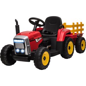 HOMCOM Electric Ride on Tractor with Detachable Trailer, 12V Kids Battery Powered Electric Car w/ Remote Control, Music Start up Sound