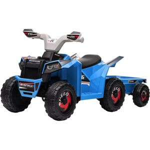 HOMCOM Electric Quad Bike for Toddlers, 6V with Back Trailer, Wear-Resistant Wheels, Suitable for 18-36 Months, Blue