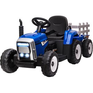 HOMCOM Electric Ride on Tractor w/ Detachable Trailer, 12V Kids Battery Powered Electric Car w/ Remote Control, Music Start up Sound, Blue