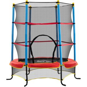 HOMCOM 5.4FT/65 Inch Kids Trampoline with Enclosure Net Built-in Zipper Safety Pad Indoor Outdoor for Children Toddler Age 3-6 Years Old