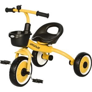 AIYAPLAY Children's Trike with Adjustable Seat, Storage Basket & Bell, Durable Tricycle for 2-5 Years, Yellow