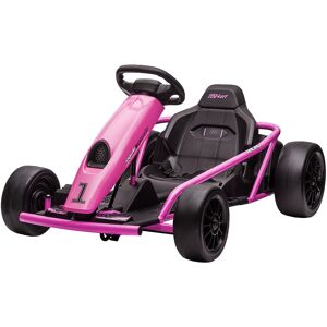 HOMCOM 24V Electric Go Kart for Kids, Drift Ride-On Racing Go Kart with 2 Speeds, for Boys Girls Aged 8-12 Years Old, Pink