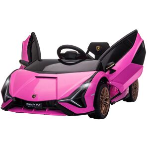 HOMCOM Compatible 12V Battery-powered Kids Electric Ride On Car Lamborghini SIAN Toy with Parental Remote Control Lights MP3 for 3-5 Years Old Pink