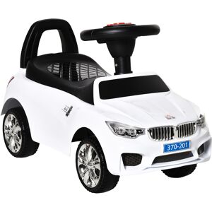 HOMCOM Kids' Ride-On Car, Foot to Floor Slider with Horn, Music, Lights, Storage, Large Steering Wheel, White