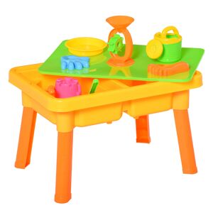 HOMCOM 2 in 1 Sand and Water Table, Beach Toy Set Outdoor Playset for Kids with Lid and Accessories, Sandbox