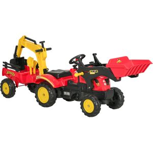 HOMCOM Kids Controllable Excavator Plastic Ride On Pedal Truck Red/Yellow