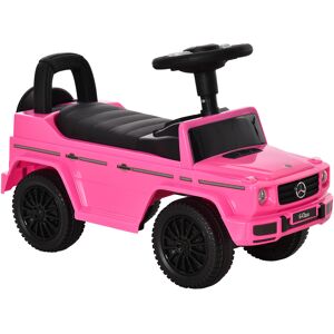 HOMCOM Aosom Compatible Baby Push Handle Sliding Car Mercedes-Benz G350 Licensed Foot to Floor Slider w/ Horn Under Seat Storage Pink