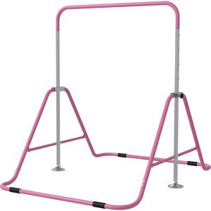 HOMCOM Kids Gymnastics Bar w/ Adjustable Height, Foldable Horizontal Bars, Pink