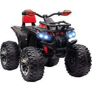 HOMCOM 12V Quad Bike ATV with LED Lights, Music, Backrest, Forward, Backward, Red Aosom UK