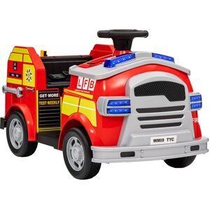 AIYAPLAY Ride on Fire Truck, 12V Kids Electric Car with Siren and Flashing Lights, Firefighting Tools, Music Horn, Slow Start Aosom UK