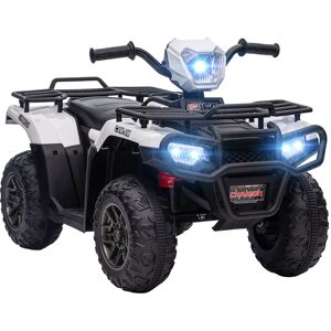 HOMCOM 12V Kids Quad Bike with Forward Reverse Functions, Electric Ride On ATV with Music, LED Headlights, for Ages 3-5 Years - White