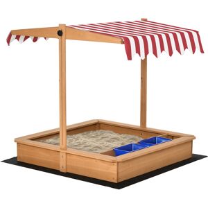 Outsunny Kids Wooden Sandbox, Children Sand Play Station Outdoor with Adjustable Height Cover, Bottom Liner, Seat, Plastic Basins, Aged 3-7 Years Old Outsunny Kids Wooden Sandbox, Children Sand Play Station Outdoor with Adjustable Height Cover, Bottom Liner, Seat, Plastic Basins, Aged 3-7 Years Old