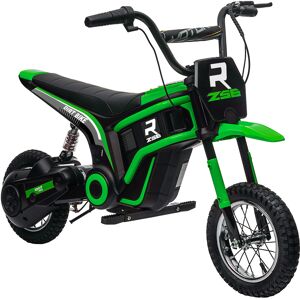 HOMCOM 24V Electric Motorbike, Dirt Bike with Twist Grip Throttle, Music Horn, 12" Pneumatic Tyres, 16 Km/h Max. Speed, Green HOMCOM 24V Electric Motorbike, Dirt Bike with Twist Grip Throttle, Music Horn, 12" Pneumatic Tyres, 16 Km/h Max. Speed, Green