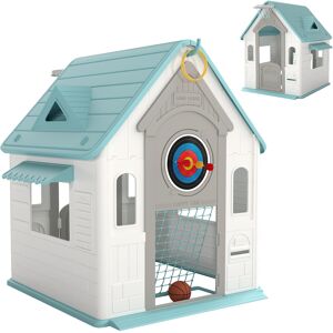 AIYAPLAY 5-in-1 Playhouse for Kids Outdoor Indoor with Basketball Hoop, Football Goal, Dartboard, Ring Toss for 2-5 Years, Beige AIYAPLAY 5-in-1 Playhouse for Kids Outdoor Indoor with Basketball Hoop, Football Goal, Dartboard, Ring Toss for 2-5 Years, Beige