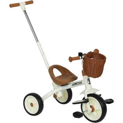 AIYAPLAY 2-In-1 Toddler Trike for 2-5 Years Old, 3 Wheel Bike with Adjustable Parent Handle, Basket for Boys and Girls, White AIYAPLAY 2-In-1 Toddler Trike for 2-5 Years Old, 3 Wheel Bike with Adjustable Parent Handle, Basket for Boys and Girls, White