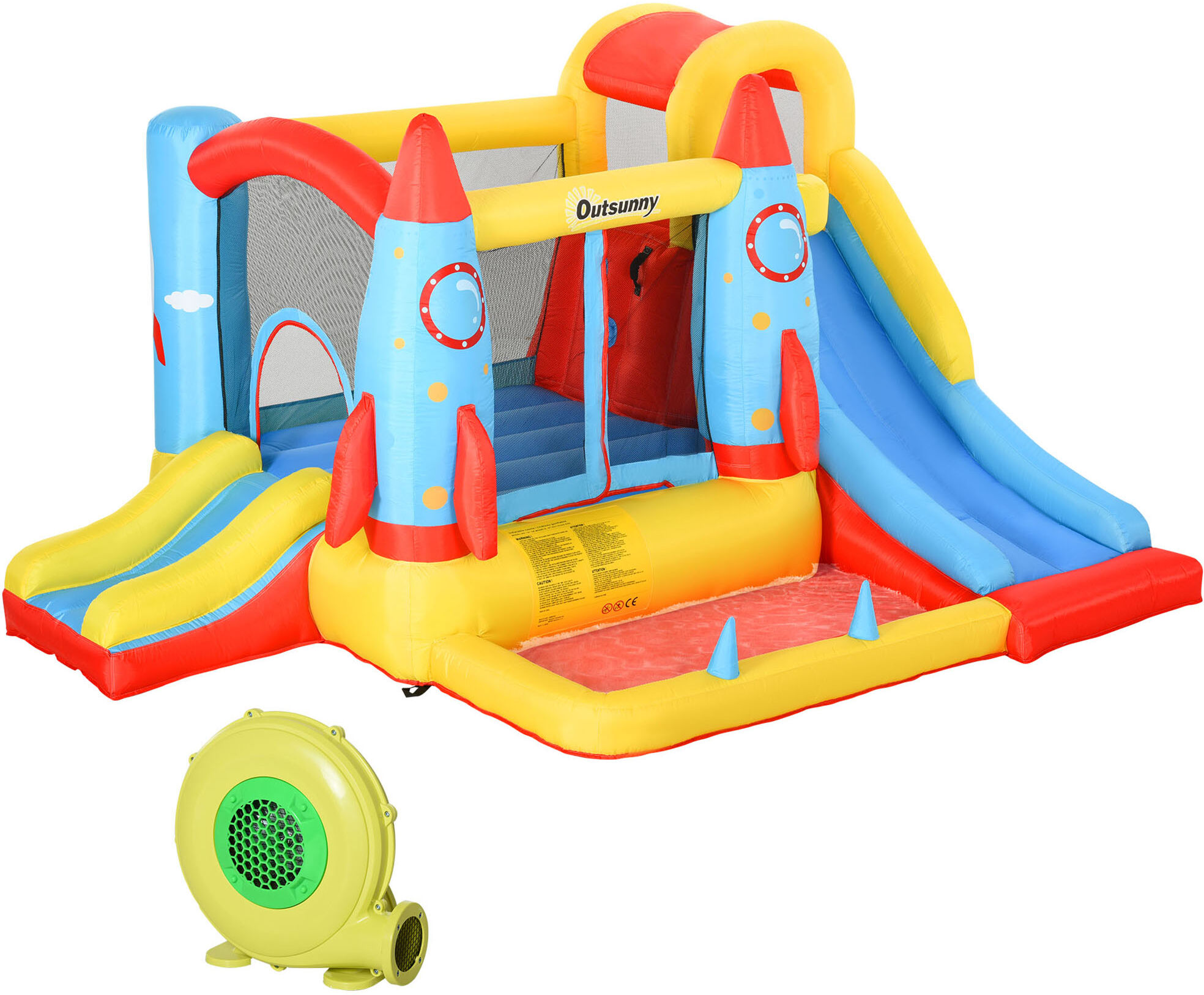 Outsunny Kids Bounce Castle House Inflatable Trampoline Slide Water Pool 3 in 1 with Blower for Kids Age 3-10 3.3 x 2.65 x 1.85m Aosom UK