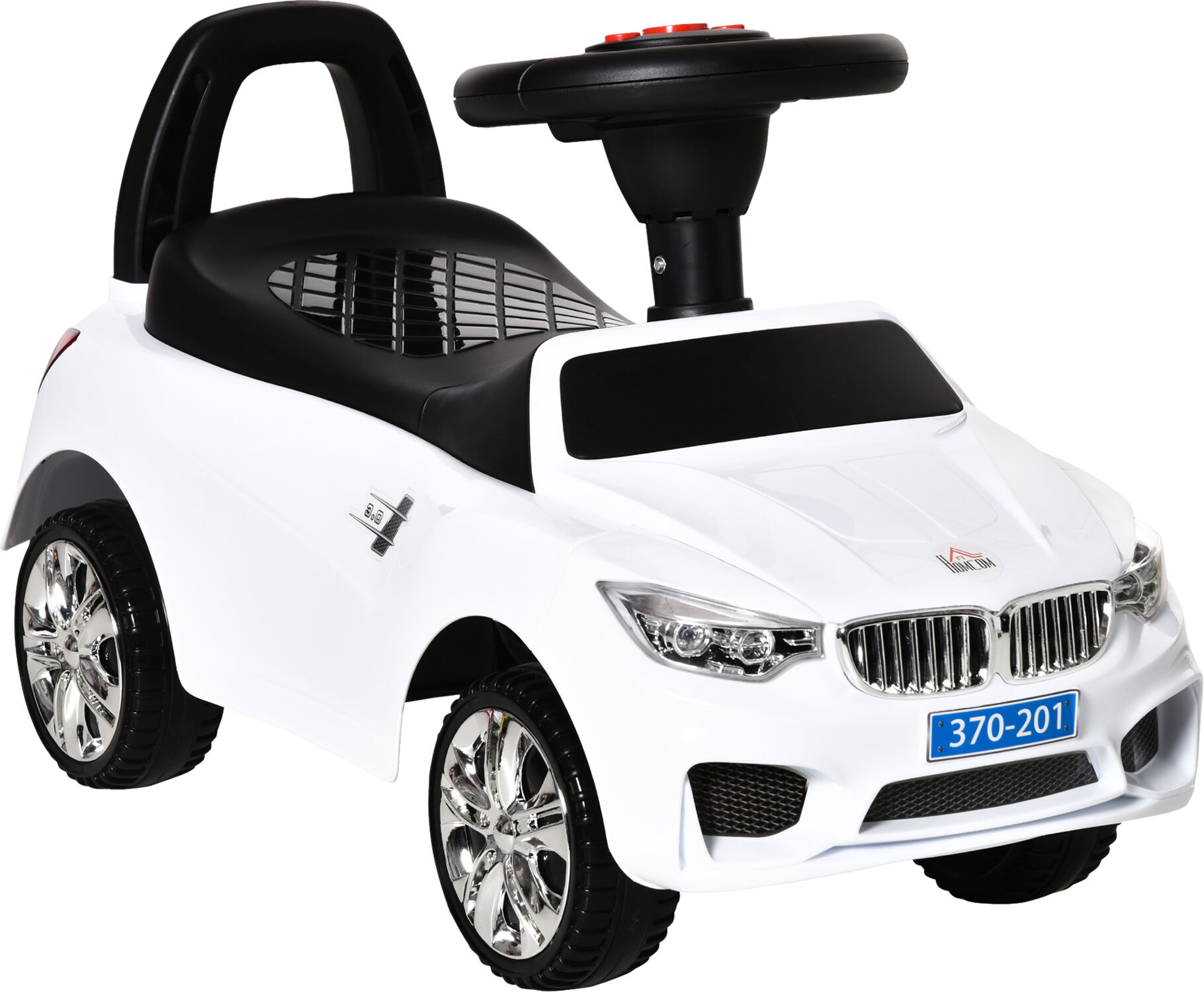 HOMCOM Kids Car Kides Ride on Push Car, 4-in-1, Foot-to-Floor with Anti-Overturning System & Under-seat Storage, White Aosom UK